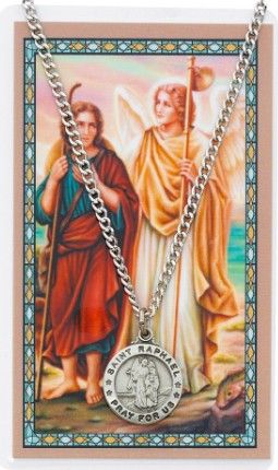      St. Raphael Medal w/ Prayer Card Set - 24" Chain - PSD600RH ***