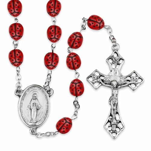         Ladybug 4.5mm Glass Bead Rosary 4042