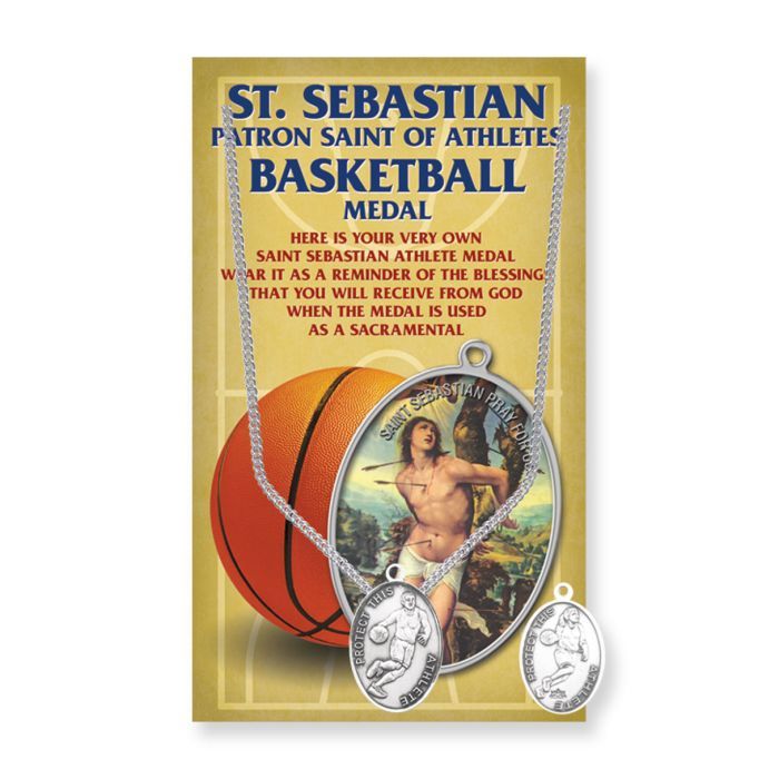 St. Sebastian Women's Basketball Pewter Medal/18" Chain 650-8044