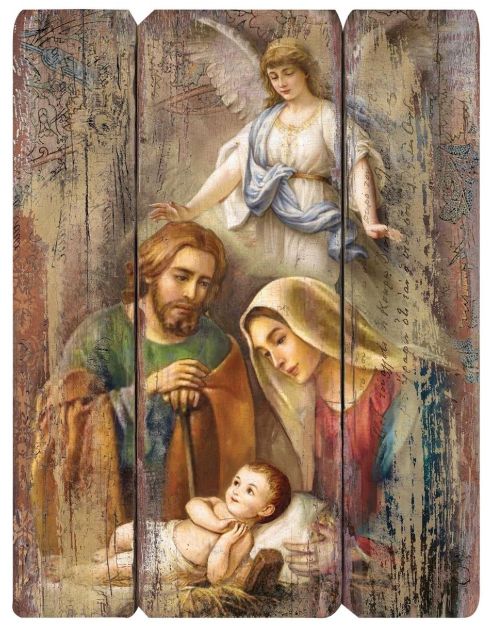 17" Holy Family with Angel Panel 31292