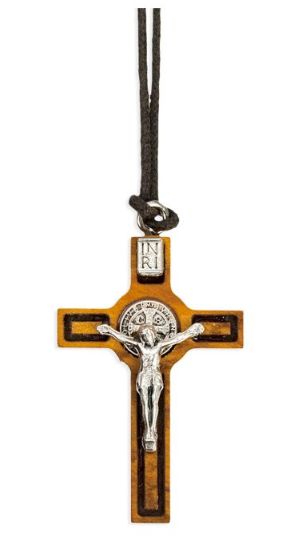 6532 2.5" Benedict olive wood crucifix