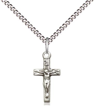      Crucifix Sterling Silver w/ 18" Rhodium Chain w/Clasp - 5417SS/18S C50LC