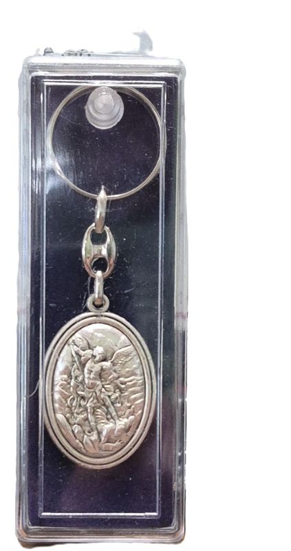        Saint Michael Silver Key Ring 175-22-0209***