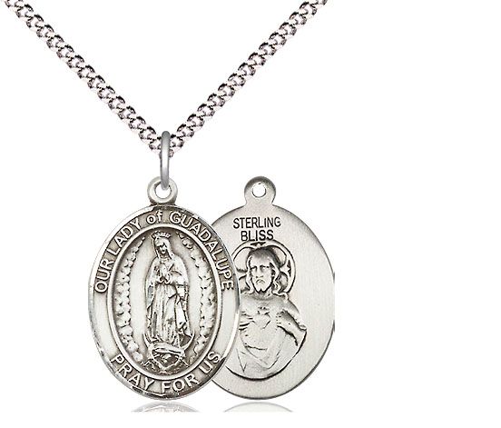        Our Lady of Guadalupe Oval Sterling Silver Medal w/18" Rhodium Chain w/Clasp 8206SS/18S  C50-LC