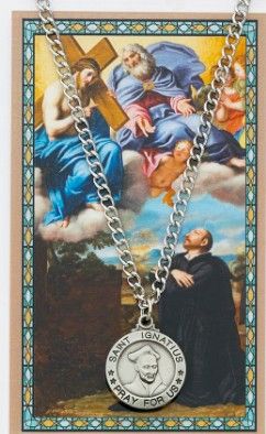 St. Ignatius of Loyola Medal w/ Prayer Card Set - 24" Chain - PSD600IG