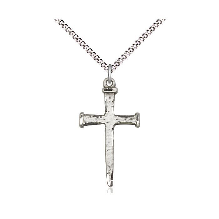       Nail Cross Sterling Silver w/ 18" Rhodium Chain w/Clasp - 0085SS/18S C50LC 