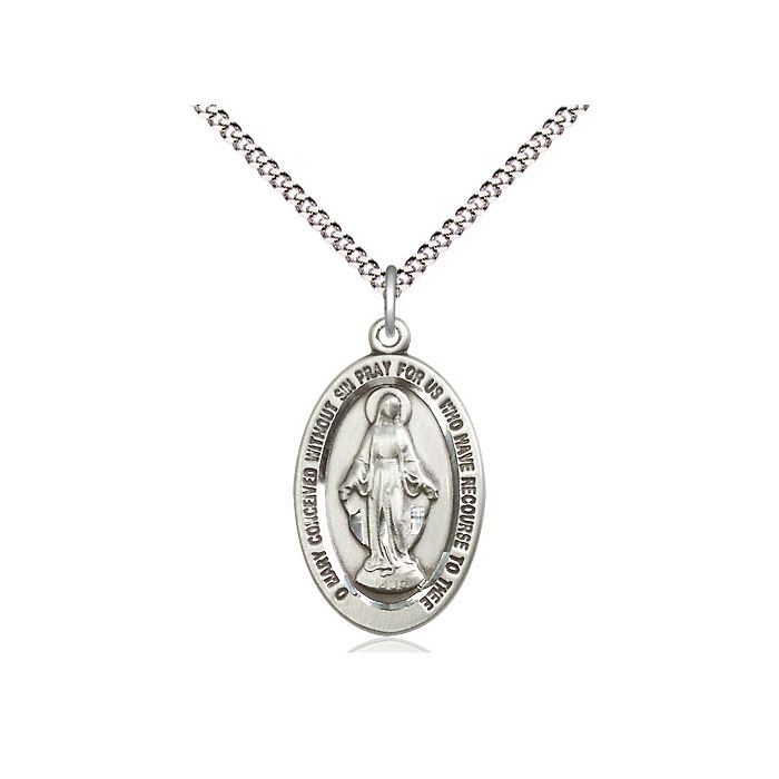       Miraculous Medal Sterling Silver w/ 18" Rhodium Chain - 4123MSS/18S C50LC