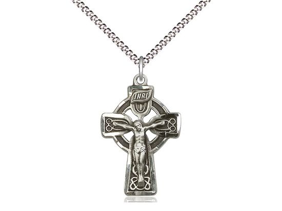 5684ss/18s - SS Celtic Crucifix Sm. LRH 18" Lt. Curb Chain