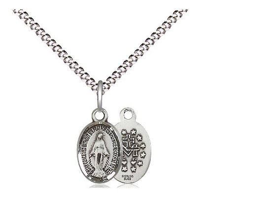        Miraculous Sterling Silver Medal w/18" Rhodium Chain w/Clasp 0702MSS/18S C50-LC