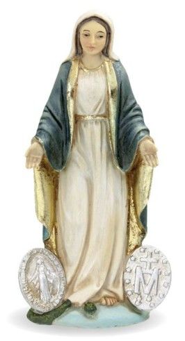4" Our Lady of the Miraculous Medal Statue w/Holy Card Boxed 1735-830