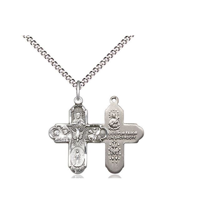 5-Way Medal Sterling Silver w/18" Rhodium Chain w/Clasp 0044SS/18S C50LC