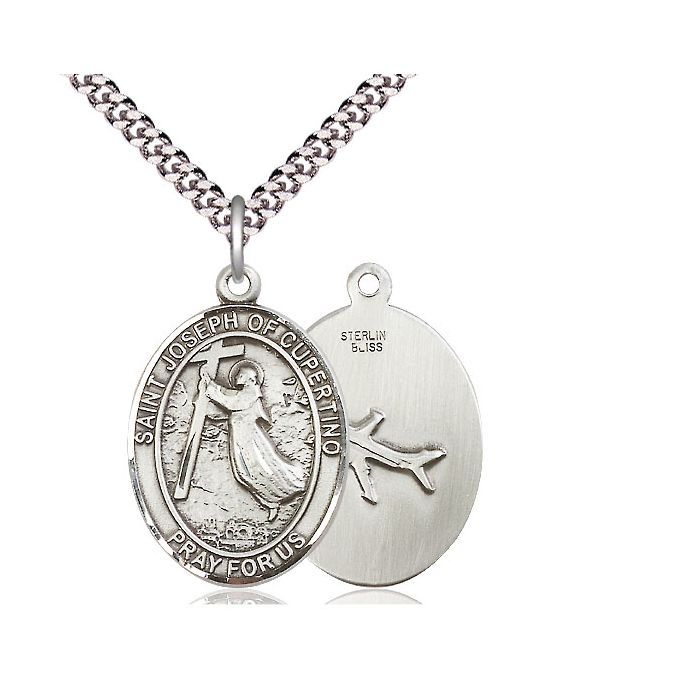        St. Joseph Cupertino Sterling Silver Medal w/ 24" Rhodium Chain - 7057SS/24S C54-LC
