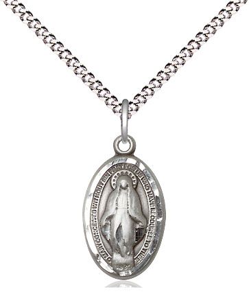        Miraculous Sterling Silver Medal w/18" Rhodium Chain w/Clasp 1609SS/18S C50-LC