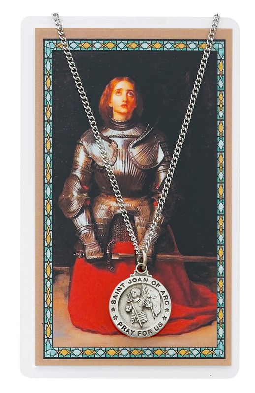       St. Joan of Arc Medal w/ Prayer Card Set - 18" Chain - PSD600JOA 