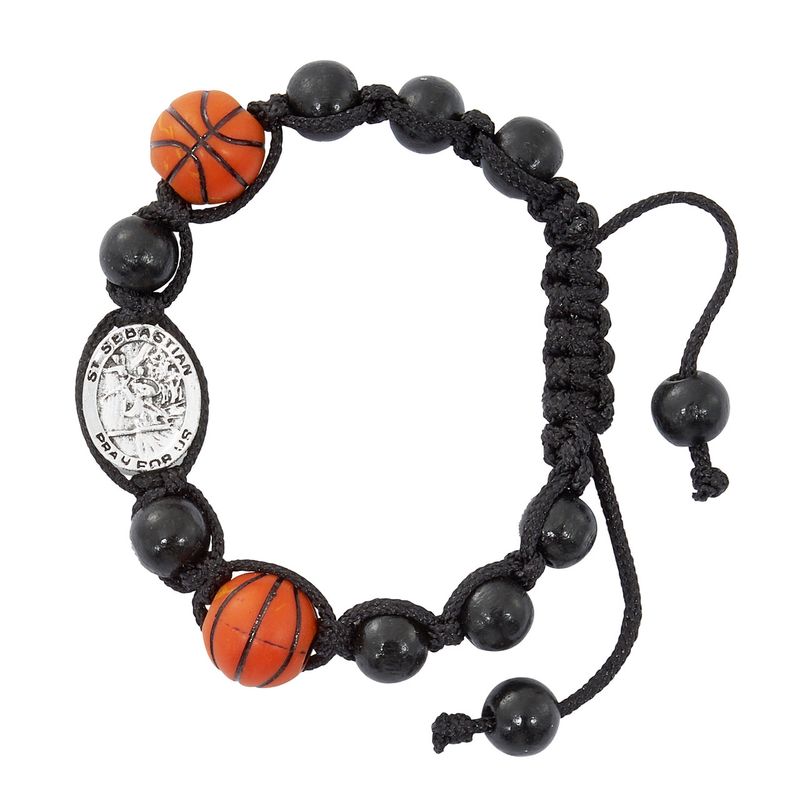         Black Basketball/St. Sebastian Slipknot Bracelet BR736C