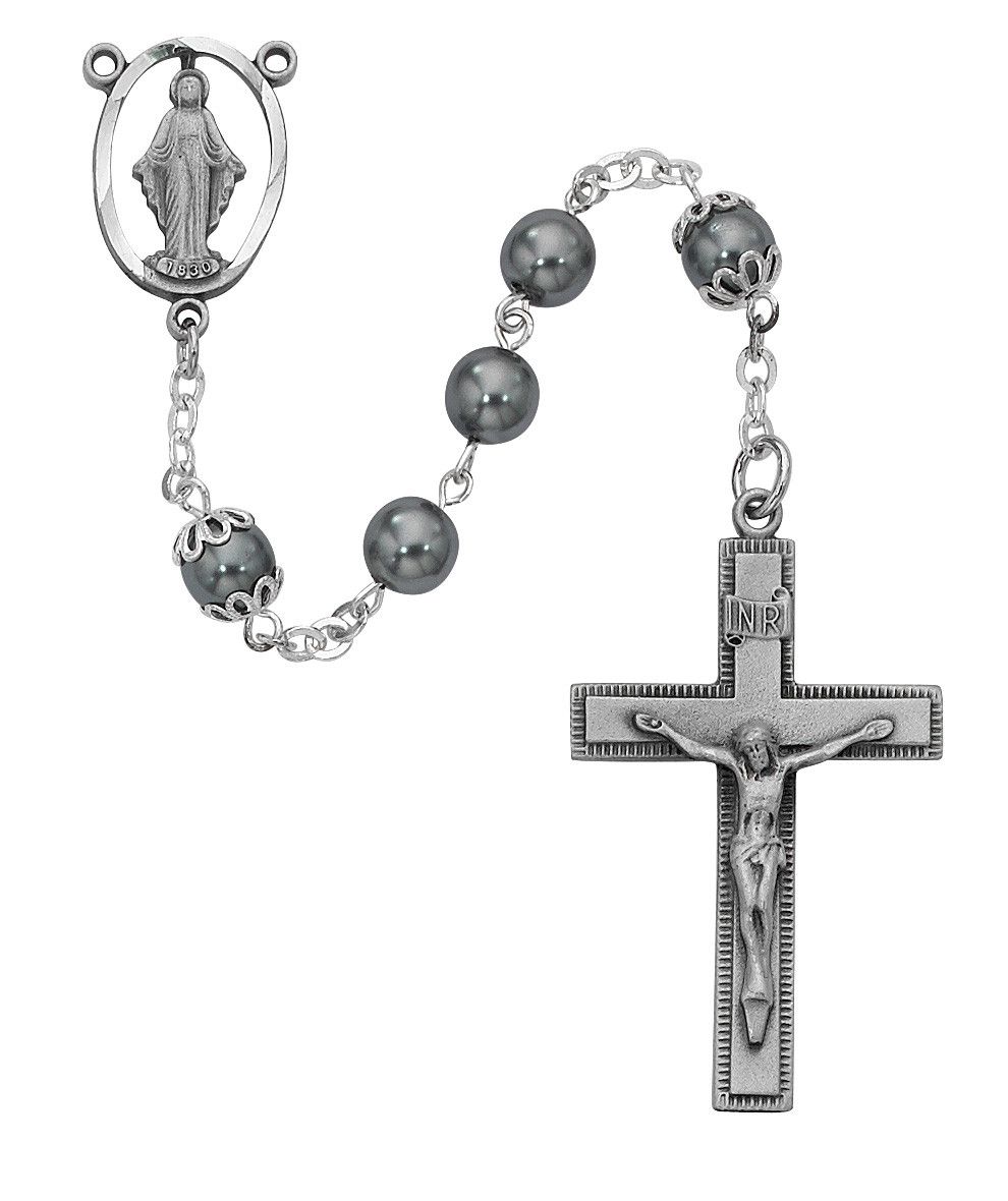 7mm Imitation Hematite Rosary 603DF