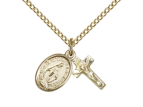        Crucifix/Miraculous Set Gold Filled Set w/18" Gold Filled Chain w/Clasp 0702MsetG C51-LC 
