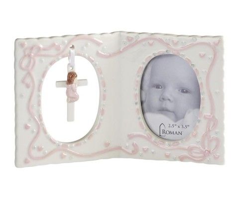 4" Baptism Girl Frame with Cross 94209