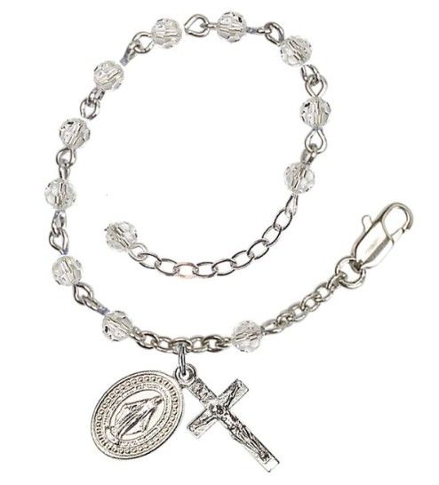 Crystal Rosary Bracelet RB0004CSW SP 4MM