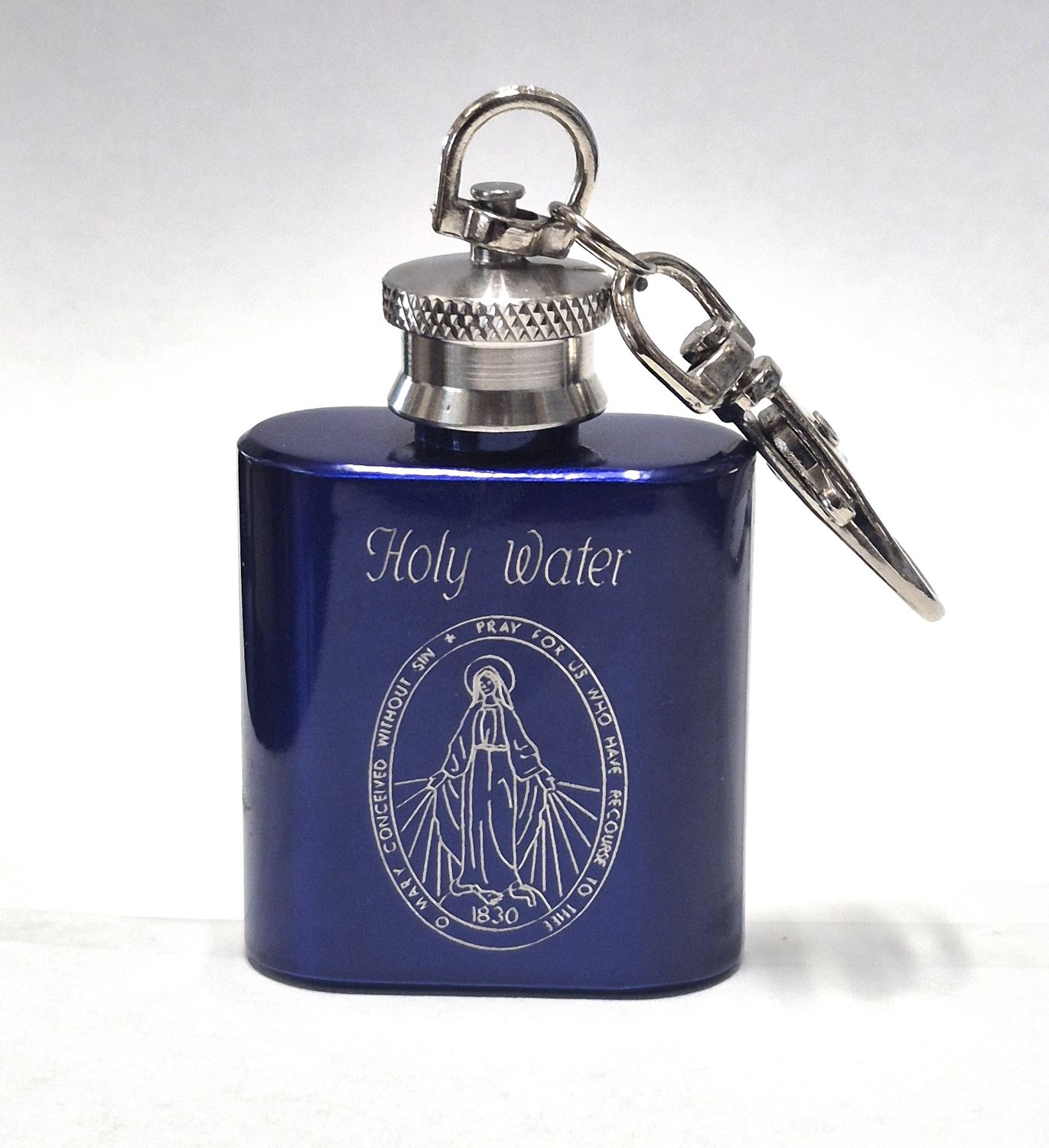 Miraculous Stainless Steel Blue Holy Water Bottle HWSS-MM