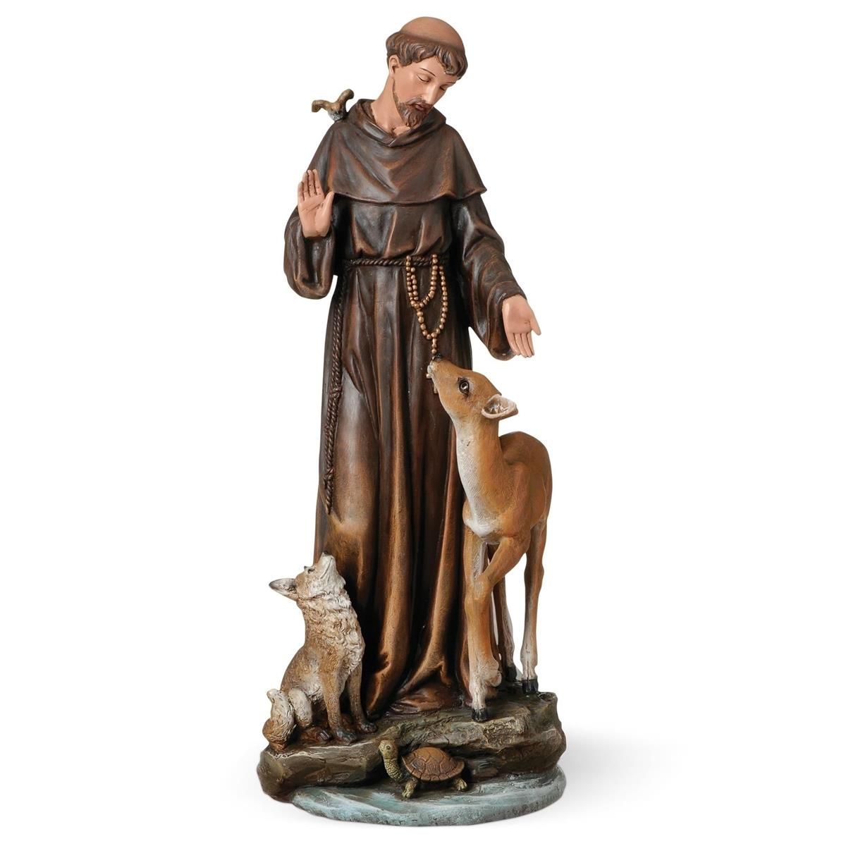        13.75" Saint Fracis Statue with Deer 46696