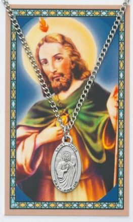 St. Jude Medal w/ Prayer Card Set - 24" Chain - PSD550JU