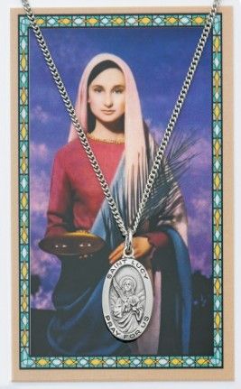 St. Lucy Medal w/ Prayer Card Set - 18" Chain - PSD500LU