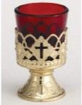 Crucifix Votive Stand with Ruby Glass 31-726