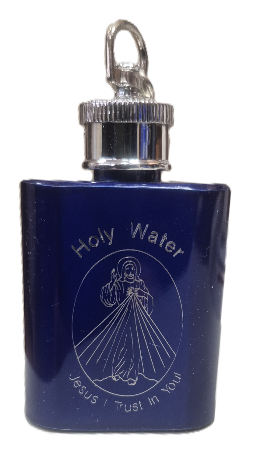 Divine Mercy Stainless Steel Blue Holy Water Bottle HWBSS-DM-BLUE HWB