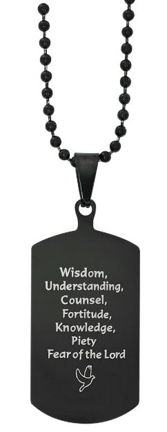 Black Dog Tag Gifts of the Holy Spirit Stainless Steel NK201C