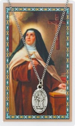 St. Teresa of Avila Medal w/ Prayer Card Set - 18' Chain - PSD500TH