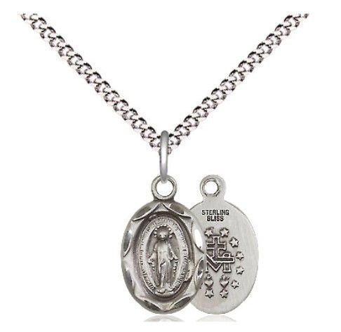      Miraculous Sterling Silver Medal w/ 18" Rhodium Chain w/Clasp - 0301MSS/18S C50-LC