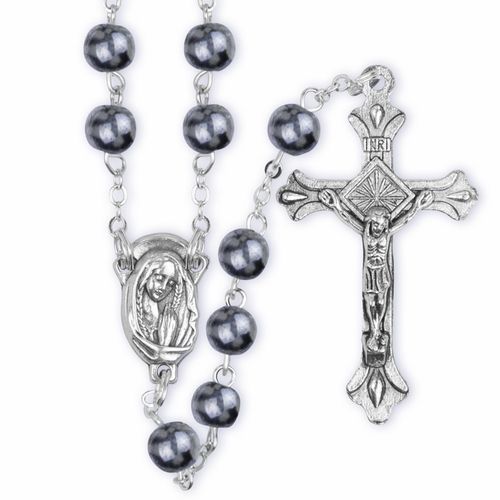        Black Painted 6mm Glass Rosary 6mm 4039