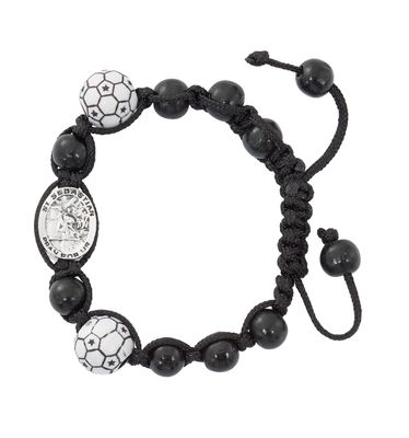 Black Soccer/St. Sebastian Slipknot Bracelet BR734C