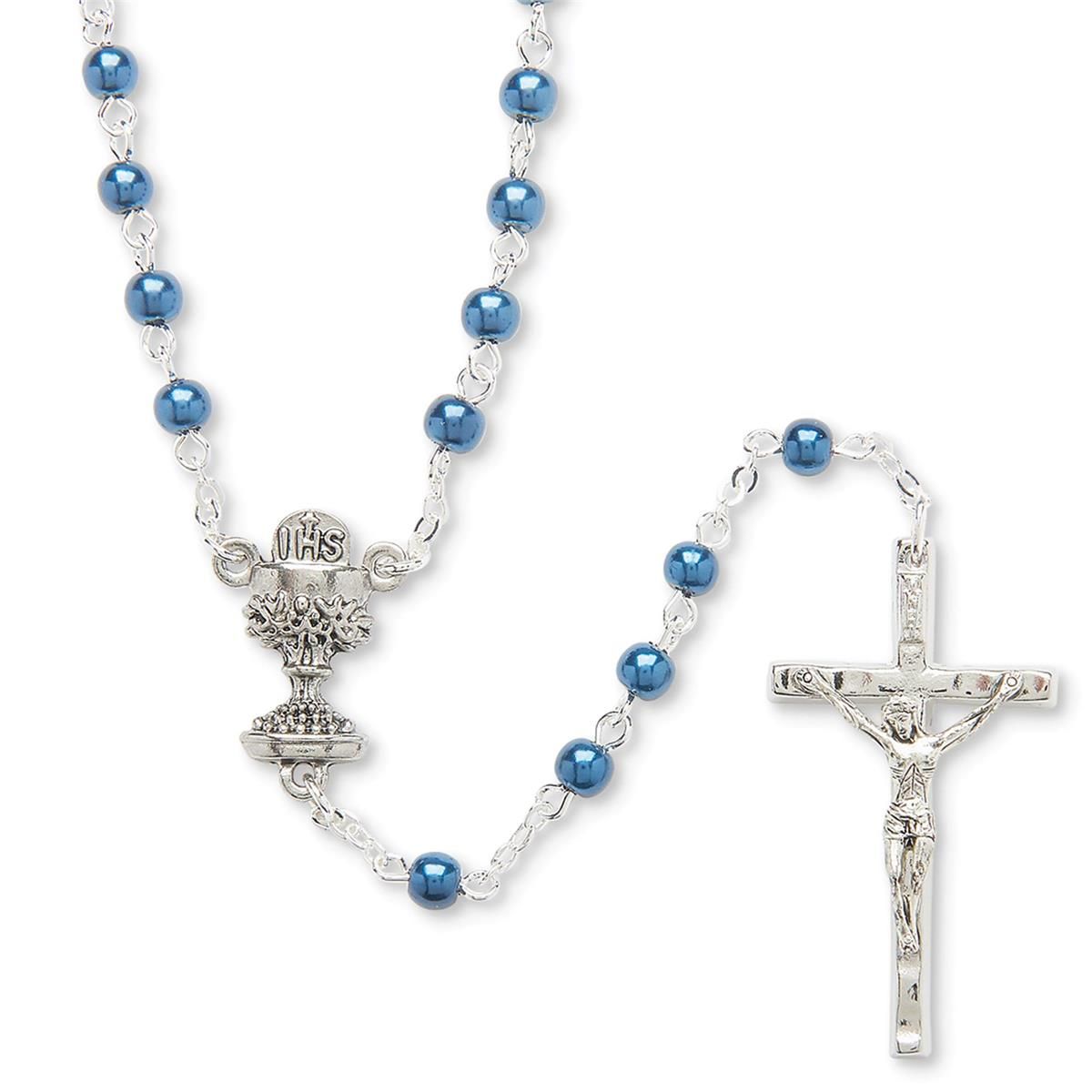        15" First Communion Blue Rosary 40931