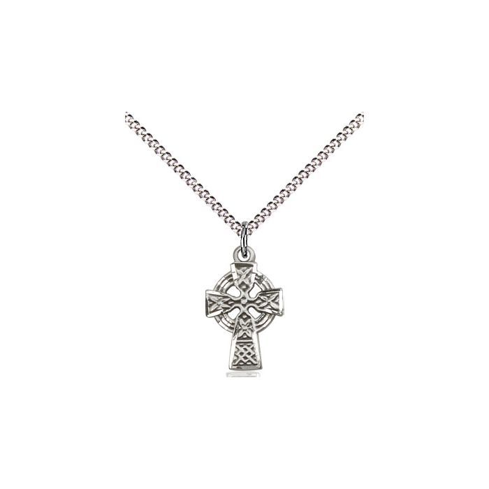 Celtic Cross Sterling Silver w/18" Rhodium Chain w/Clasp 4133SS/18S C50LC
