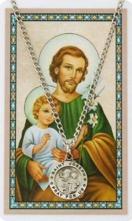      St. Joseph Medal w/ Prayer Card Set - 24" Chain - PSD600JS 