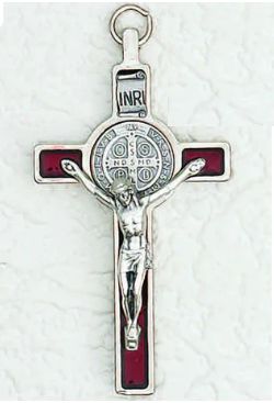       3in Saint Benedict Crucifix with Red Pearl Effect - 139-11-1026 