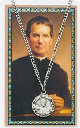      St. John Bosco Medal w/ Prayer Card Set - 24" Chain - PSD600JBC 