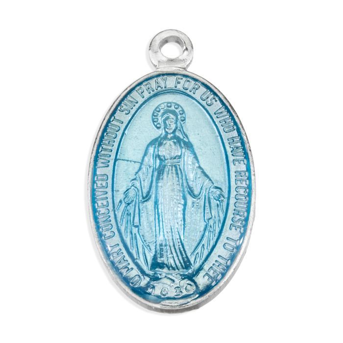 1" Miraculous Medal Blue Enamel 1164