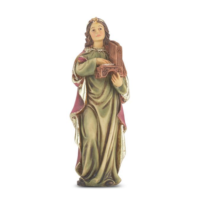       4" Saint Cecilia Statue w/Holy Card Boxed 1735-420