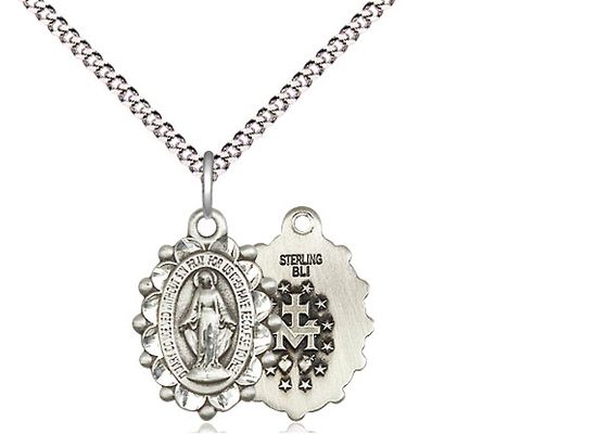        Miraculous Sterling Silver Medal w/18" Rhodium Chain w/Clasp 6040SS/18S C50-LC
