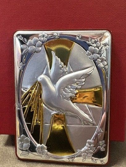        4" x 2.75" Holy Spirit Silver Bilaminate Plaque 47-305-HS