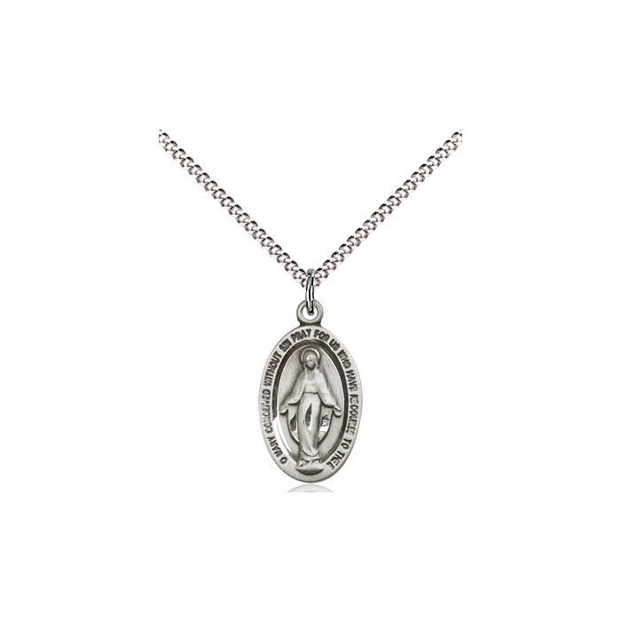 Miraculous Sterling Silver Medal w/18" Rhodium Chain 4122MSS/18S C50-LC