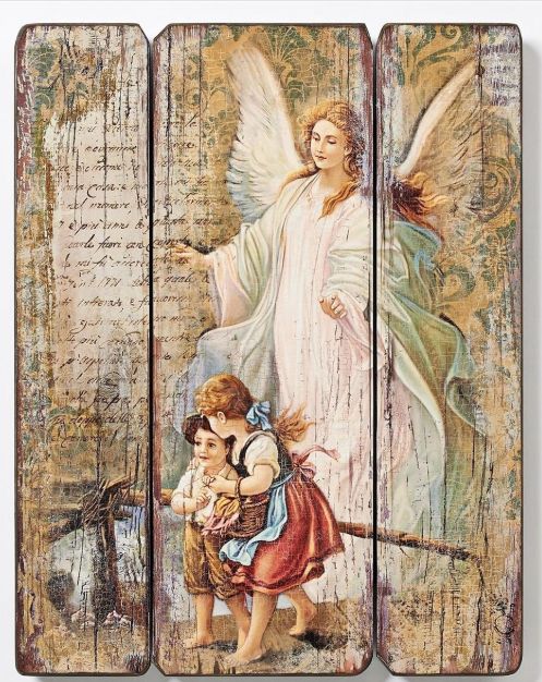 66470 Panel - 15" Guardian Angel Wood