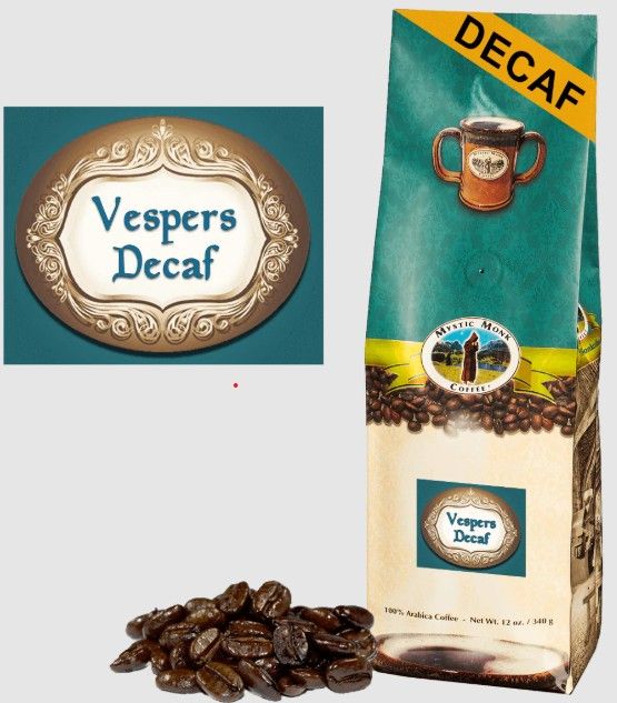 Vespers Decaf Whole 12 oz Mystic Monk Coffee CVD-W