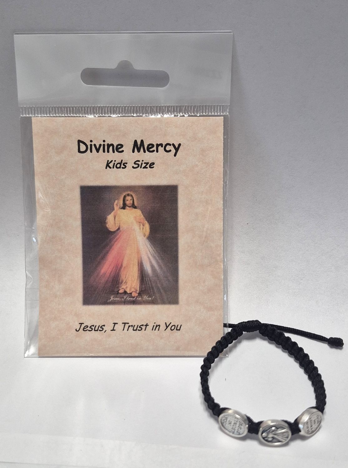        Divine Mercy Kid Size Corded Slip Knot Bracelet ZZ28BK