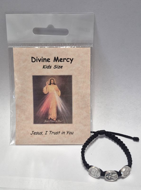 Divine Mercy Kid Size Corded Slip Knot Bracelet ZZ28BK