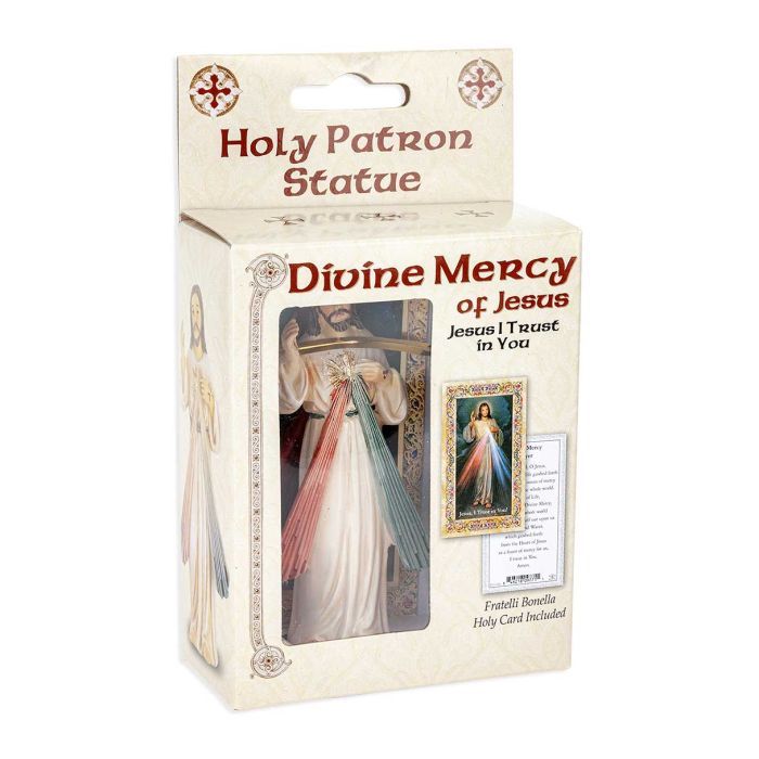 4" Divine Mercy Resin Statue w/Holy Card Boxed 1735-123
