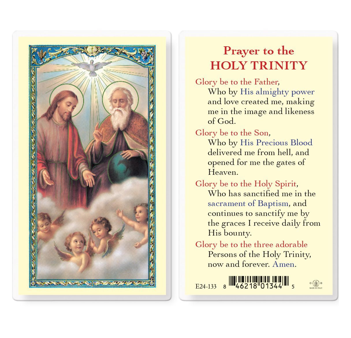 Prayer to the Holy Trinity Holy Card E24-133 (800-153)